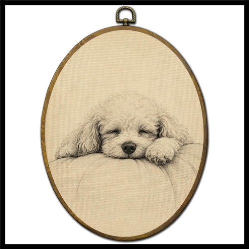 Charming vintage cockapoo oval - charming,