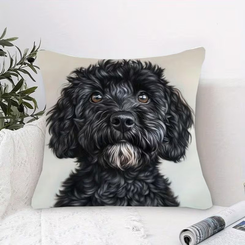 Black cockapoo dog 18x18 - black,