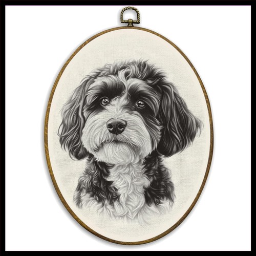Vintage cockapoo oval - vintage, wall